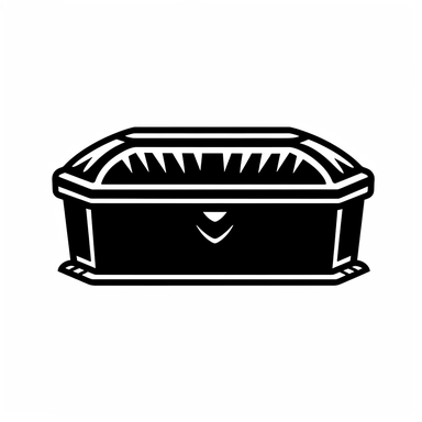 black and white silhouette of a coffin, clipart style, white background, thick lines, vector, simple design, flat colour, solid colour, halloweencore