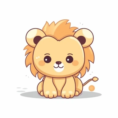 kawaii cute baby lion minimal cartoon drawing clipart, for nursery room, cute, friendly, simple, on white background