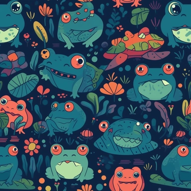 cute vector clipart frogs and toads, chirldrens illustration, simple shapes, cutout, bight fun colours, vibrant, pastels, no watermarks 8k