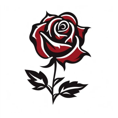 red rose flower silhouette vector flat simple identification symbol white backround white background minimalistic clipart png svg