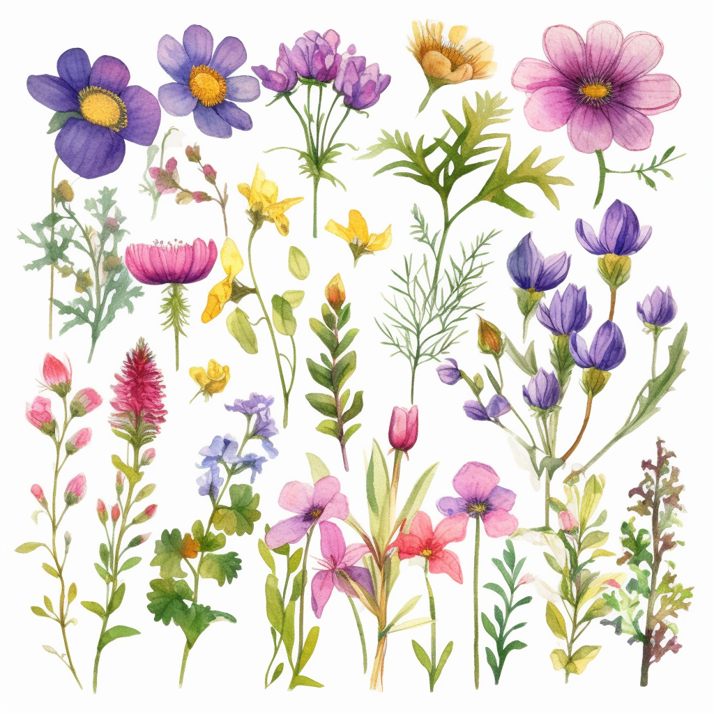 wild flowers clip art watercolor - Clip Art Library