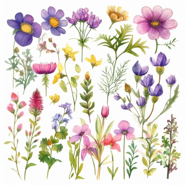 wild flowers clip art watercolor