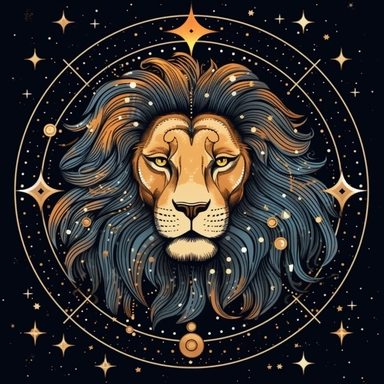 Leo celestial stars zodiac sign beatiful clipart, black background