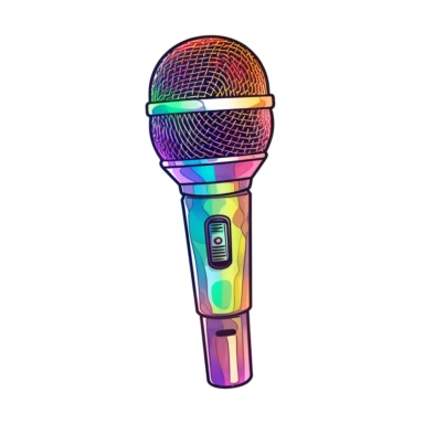 a microphone clipart, simple flat few color drawing, planner sticker, white background