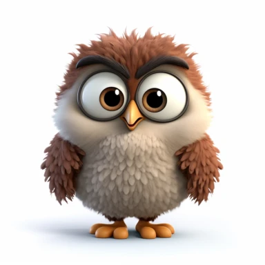 a single clipart image png graphic of a Realistic 3D cute friendly pixar style 3D Clipart Cute Owl PNG Illustration