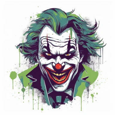the joker clipart, logo simple, vector, flat 2d, white background, vector style, graphic design, art, company registration , banksy colors
