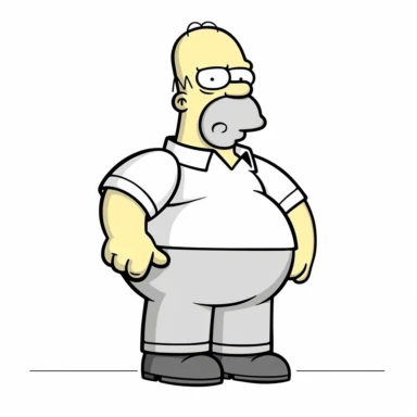 Illustration hand draw style of cartoon Homer Simpson, black and white , clipart collection, vector line, white background