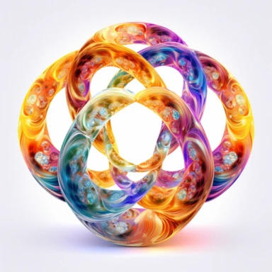 infinity fractal clipart, vibrant chakra colors, on white background