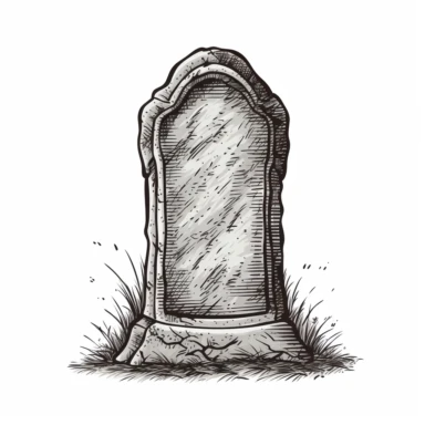 A scary looking tombstone for halloween, white background, single design, clipart, vector style graphics, sharp lines