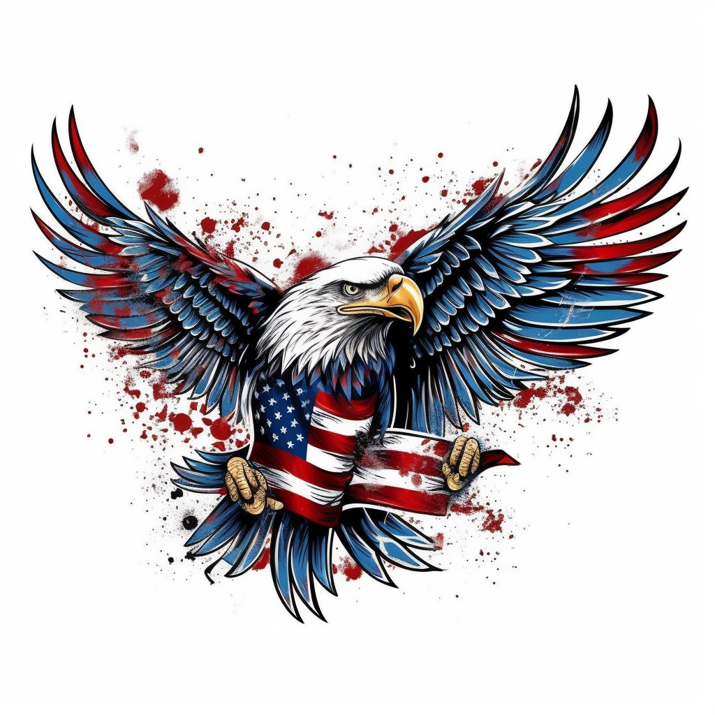 Red white and blue American Flag Eagle Clipart on plain white ...