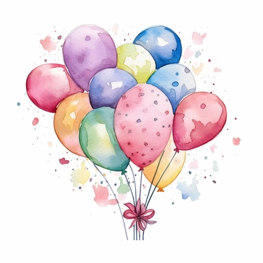 whimsical watercolour clip art against a white background easter themed balloons