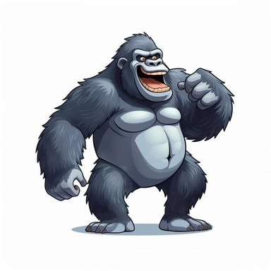 friendly cartoon gorilla modern clipart vector, white background, no outline