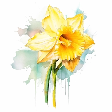 isolated clipart on a white background of a watercolor beautiful flowers Daffodil illustration, in the style of zbrush, storytelling, mashup of styles, in the style of daniel f. gerhartz, transcendent, nikon d850, art of burma, captures the essence of nature, in the style of organic forms and patterns, expansive skies, hyper-detailed illustrations, i can't believe how beautiful this is, lively colors