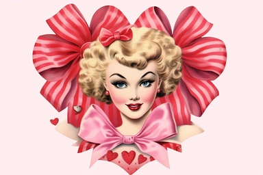 1950s Pin up girl valentines day watercolor clipart