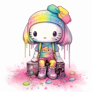dirty garbage pale hello kitty skater girl slime rainbow clipart watercolor