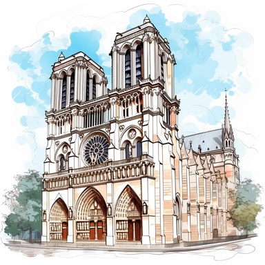 clipart Notre-Dame Cathedral France , white background