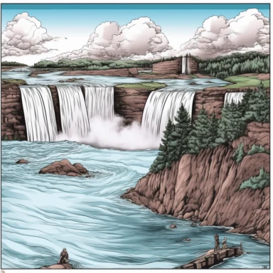 Niagara Falls landscape , 8K quality, ultra detailed clipart, without signature and without meaningless lines, clipart, white background, High Quality clipart, no writting background, no writting