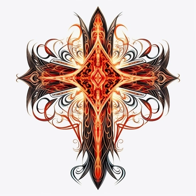 large gothic cross, angel, gothic vector illustration, white backround, centered, symmetrical, professional photography, realistic, flat white background, isometric, vibrant vector, clipart, illustration, realism, 4k, surrealism, cinematic, front view, white background, colorful, hell, fire, flame, t-shirt design, white background, bold strong lines, 3D vector art, cute and quirky, fantasy art, watercolor effect, bokeh, hand-drawn, digital painting, low-poly, soft lighting, isometric style, retr