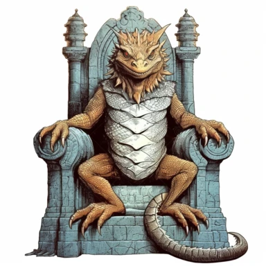 lizard monster sitting on a throne clipart