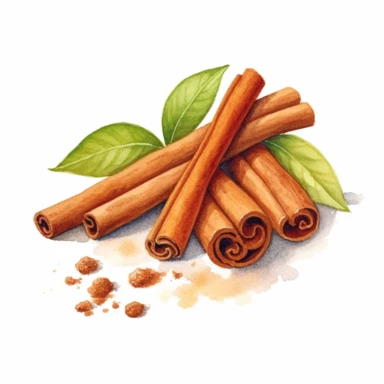 Watercolor realistic cinnamon isolated oil painting clipart white background