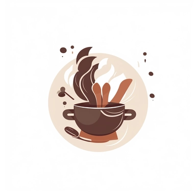 cooking food vector logo brown colors, white background, clipart style, 2d vector