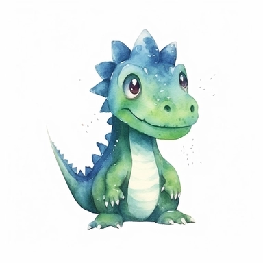 cute watercolor hard drawn minimal 2d dinosaur clipart illustration 8K