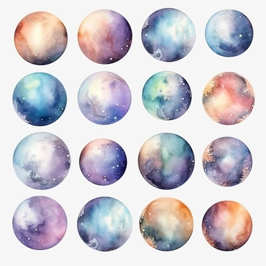 Watercolor Heavenly Moons Clipart - fantasy magic galaxy watercolor, , clipart, white background