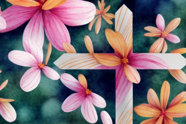 Watercolor Flower Cross, Wood Cross, Baptism, Floral Clipart, First Communion, Holy Spirit, Florals Arrangements, Easter cross .highly detailed, realistic, photo realistic, octane render, 4K, 8K, UHD, hyper detailed
