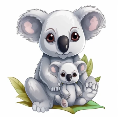 Clipart baby koala bear with mom