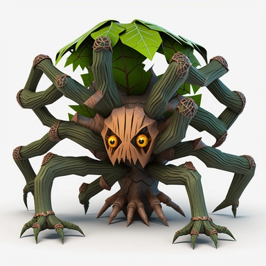 3D Cartoon in form of spider with tree heads,clipart mascot,transparent background, 128K,supermega pixel, insane detail, hyper detailed,huge details, UHD, 8K