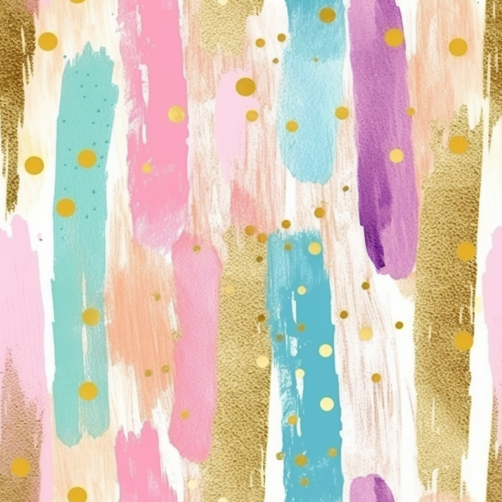 Rainbow Pastel Paint Strokes Clipart, with gold glitter and silver foil ...