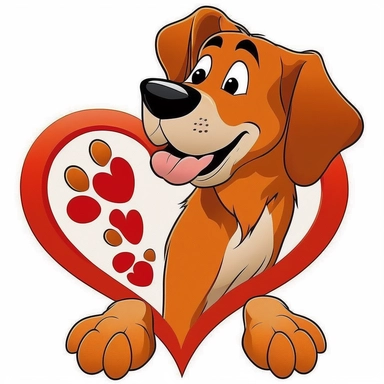 cartoon disney like clipart of a heart paw print of a dog