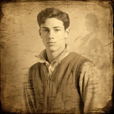 sepia tone old photograph of a young man clipart