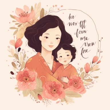 Elegant calligraphy quote clipart in the style of hikari shimoda, displaying a variety of heartfelt and inspiring quotes to celebrate mothers and their love.