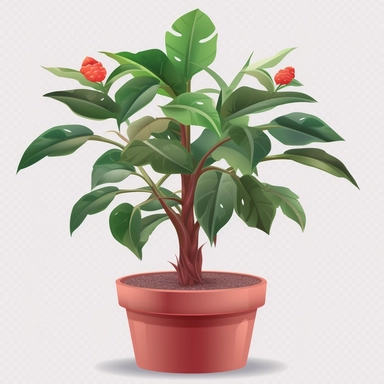 Clipart, vector, potted plant, with transparent background