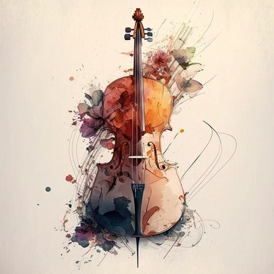 Cello watercolor clipart