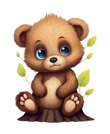 cute, baby woodland bear, clip art, big blue eyes, adorable,