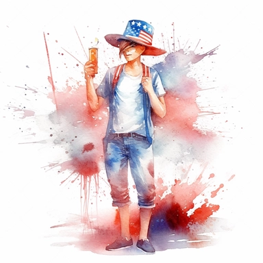 watercolor clipart representing one item people are using for celebration of american independence day, hd