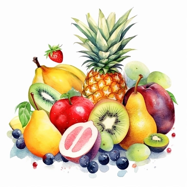 fruit salad watercolor clipart in white background