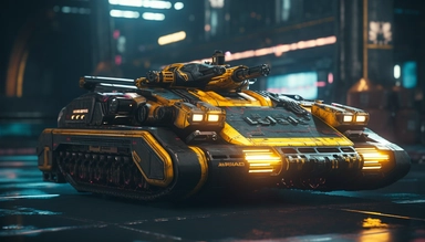 cyberpunk 2077 hover tank with turrets clipart. Cinematic, Ultra-Wide Angle, Depth of Field, hyper-detailed, Unreal Engine, Cinematic, Photoshoot, Shot on 25mm lens, Depth of Field, DOF, Tilt Blur. Shutter Speed 1/1000, F/22, White Balance, 32k, Super-Resolution, Megapixel, Pro Photo RGB, VR, Lonely, Good, Massive, Half rear Lighting, Backlight Natural Lighting, Incandescent, Optical Fiber, Moody Lighting, Cinematic Lighting, Studio Lighting, Soft Lighting, Volumetric, Beautiful Lighting, Accent