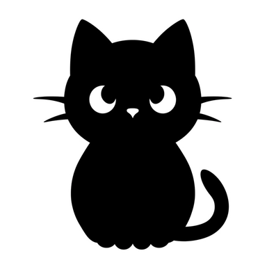 cute kawaii simple Halloween clip art black silhouette cut out of cat