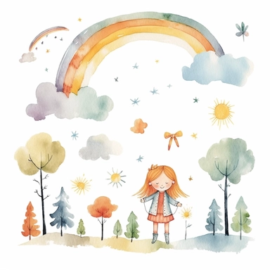 rainbows boho childish watercolor neutral colors sweet clipart collection with white background - - upbeta