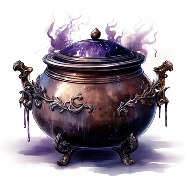 Hand drawn Vintage creepy Magic Cauldron ,no background, watercolor, witchcraft, magical mystery art, cartoon style, very detailed, 8k ,clipart,no shadow,single design, print on demand image, PNG transparent ,white background for removing background - - no text shadow font watermark