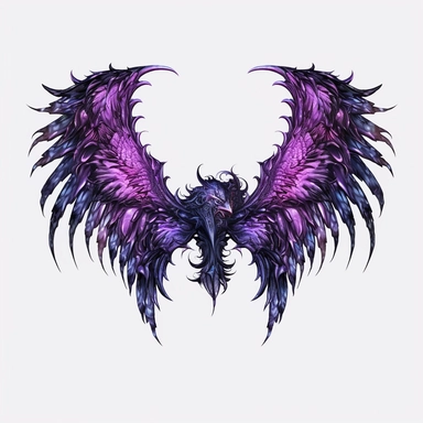 ultra realistic, black and purple demon wings, clipart