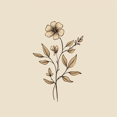 a simplified vector line art Floral illustration, victorian, vintage, minimalism, Flower, Botanical clipart, branches