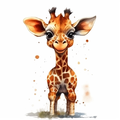 happy cute baby giraffe, hand draw Illustration clipart, 4K, extremely detailed Sublimation Clipart,Cartoon,hyper realistic, intricate detail, illustration style,high solution,on the white background
