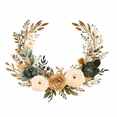 watercolor, frame made out of flowers clipart, tonal colors of blush pink, organic, aesthetic, clipart, hd