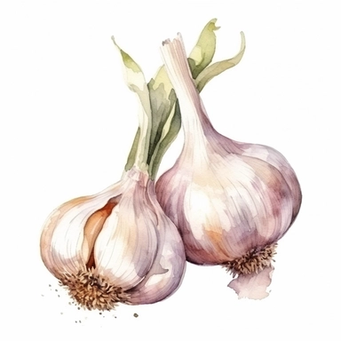 watercolor clipart of garlic, isolated on white background