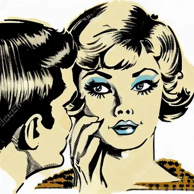 1960's clipart vector graphic, retro, vintage, woman staring.