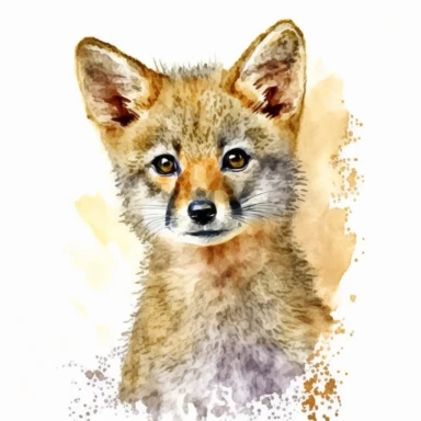 watercolor clipart, baby Jackal ,portrait, white background, no text--q 2